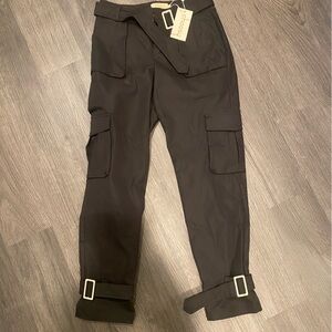 Chic Black Cargo Pants with Buckle Details